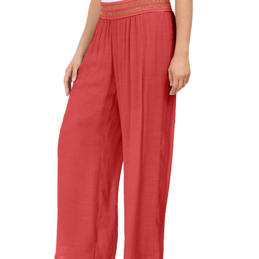 JM Collection Bohemian style flowy wide leg pants, NEW - Picture 3 of 11